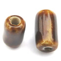 Thumbnail of CERBarrel-Cof - Handmade barrel shaped ceramic bead - coffee brown color.