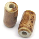 Thumbnail of CERBarrel-LtBr - Handmade barrel shaped ceramic bead - light brown color.