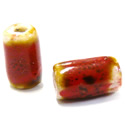 Thumbnail of CERBarrel-Rust - Handmade barrel shaped ceramic bead - rusty red color.