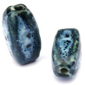 Thumbnail of CERSqBar-Blue - Handmade square barrel shaped ceramic bead - denim blue color.