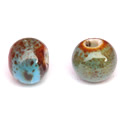 Thumbnail of CERRnd-BlGr06 - 6mm handmade round ceramic bead - blue/green color