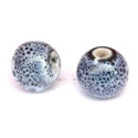 Thumbnail of CERRnd-Blue10 - 10mm handmade round ceramic bead - denim blue color