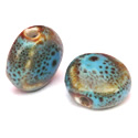 Thumbnail of CERPan-BlGr - Handmade pancake shaped ceramic bead - blue/green color
