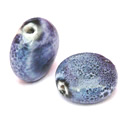 Thumbnail of CerPan-Blue - Handmade pancake shaped ceramic bead - denim blue color