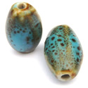 Thumbnail of CERSeed-BlGr - Handmade seed shaped ceramic bead - blue/green color