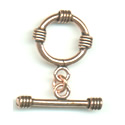 Thumbnail of COPToggle05 - Solid copper round toggle with decorative bands on ring & bar