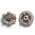 Thumbnail of COP/STER17 - Solid copper round bead w/sterling rings & dots - Bali style