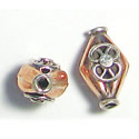 Thumbnail of COP/STER25 - Solid copper bicone w/sterling fanciful design - Bali style