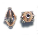 Thumbnail of COP/STER26 - Solid copper bicone bead w/bulls-eye sterling accents - Bali style