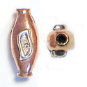 Thumbnail of COP/STER28 - Solid copper elliptical bead w/stylized sterling - Bali style