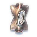 Thumbnail of COP/STER31 - Solid copper flat hour-glass bead w/sterling accents - Bali style