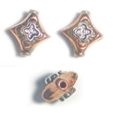 Thumbnail of COP/STER32 - Solid copper diamond bead w/sterling stylized accents - Bali style