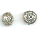 Thumbnail of COP/STER06 - Solid copper flat-round bead w/sterling rings & dots - Bali style