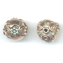 Thumbnail of COP/STER09 - Solid copper round bead with stars & w/sterling daisy- Bali style