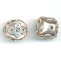 Thumbnail of COP/STER10 - Solid copper rounded/square bead w/sterling swirls - Bali style