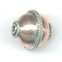 Thumbnail of COP/STER18 - Solid copper round bead w/sterling twisted rope design - Bali style