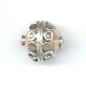 Thumbnail of COP/STER20 - Solid copper round bead w/copper dots & sterling rings - Bali style