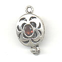 Thumbnail of SSBOXSTONE05 - Sterling pierced oval box clasp with oval stone
