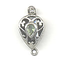 Thumbnail of SSBOXSTONE06 - Sterling pierced teardrop box clasp with teardrop stone
