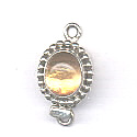 Thumbnail of SSBOXSTONE08 - Sterling oval box clasp with beaded edge and cabochone stone