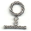 Thumbnail of SSTOG03 - Medium/large sterling silver toggle with rope design on ring and ba