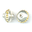 Thumbnail of VERSTER04 - Vermeil/sterling bicone w/center gold decorated band - Bali style