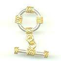 Thumbnail of VER/STERTOGGLE02 - Vermeil/sterling toggle w/gold wraps - Bali style