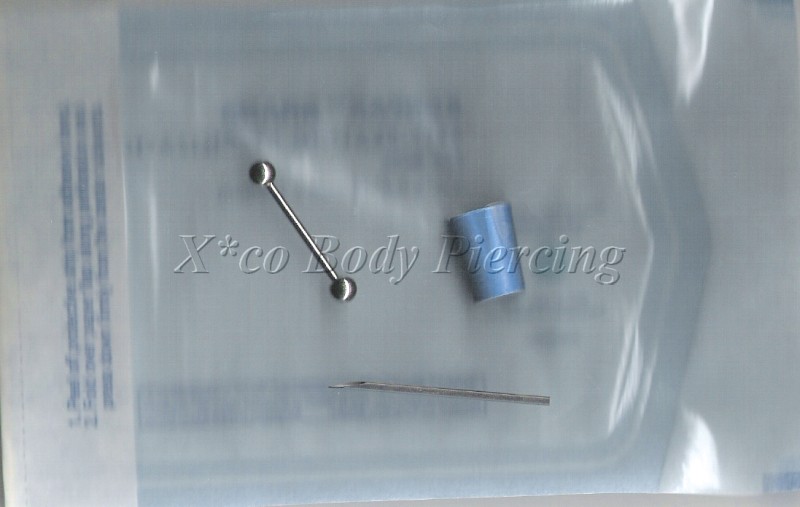 Tongue Piercing Kit Freehand - F07 1 - 14 gauge 3/4 Straight Barbell (316L 