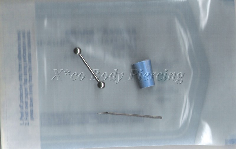 Tongue Piercing Kit Freehand - F07 1 - 14 gauge 3/4 Straight Barbell (316L Tongue Piercing Kit Freehand - F07 1 - 14 gauge 3/4 Straight Barbell (316L