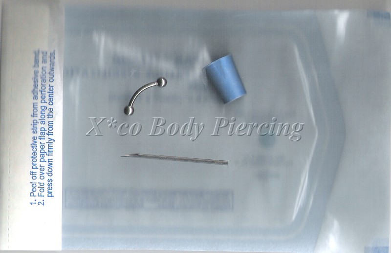 1 - 14 gauge Body Piercing needle (hollow, tri-beveled, E.O. Gas sterilized)