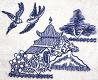 Thumbnail of Blue Willow C towel, Kitchen towel embroidered