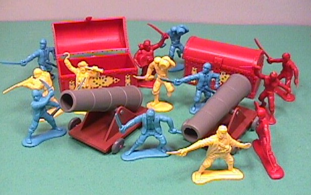 Thumbnail of Set Of Plastic Pirates w/ Cannons & Tresure Chests