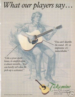 TAKAMINE Guitars - What Our Players Say 1984 Ad