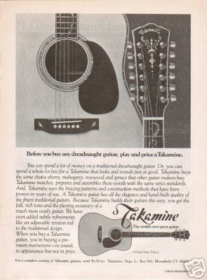 TAKAMINE GUITARS World's Next Great Guitar 1977 Ad