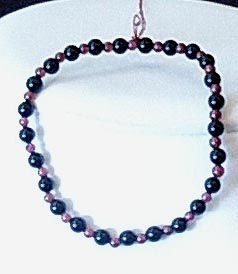 Garnet And Black Onyx Stretch Bracelet