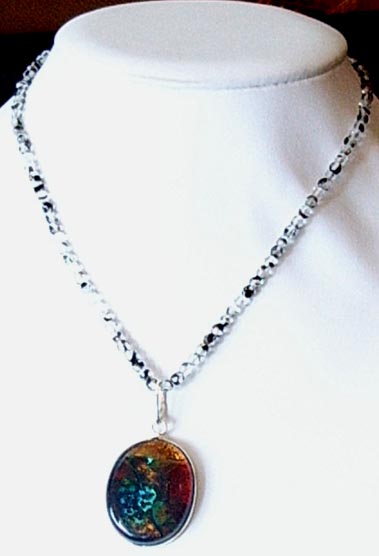 Black And Clear with Glass Pendant Necklace
