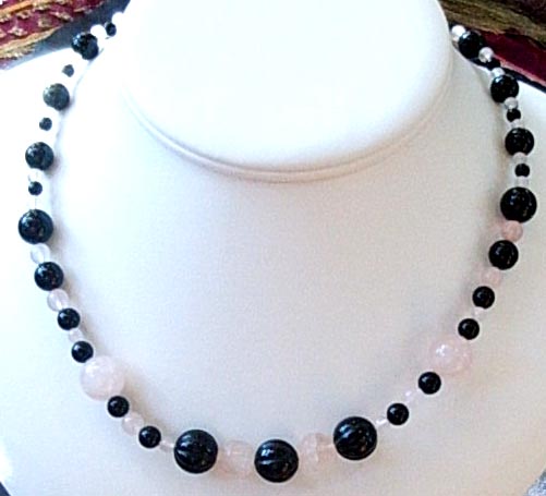 Black Onyx & Rose Quartz Necklace