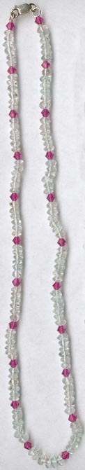 Aquamarine With Fuschia Saworski Crystal Necklace