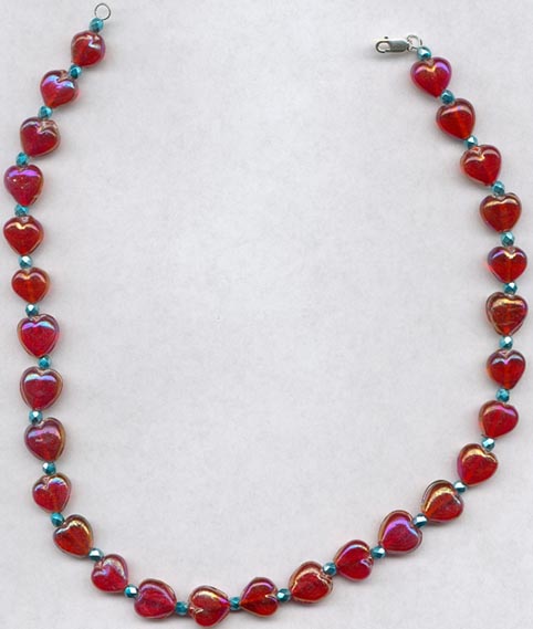 Red Hearts With Blue Necklace