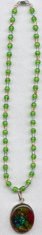 Green With Blue & Tan With A Pendant Necklace