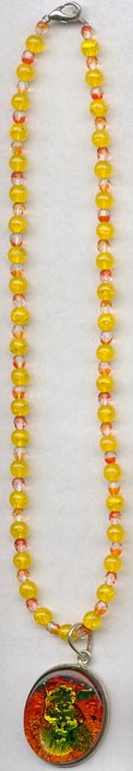 Yellow With Orange & Red With A Pendant Necklace
