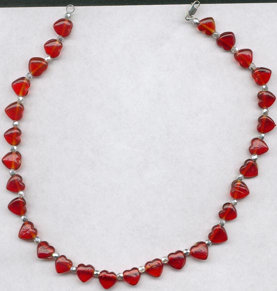 Red Hearts With Silver Necklace