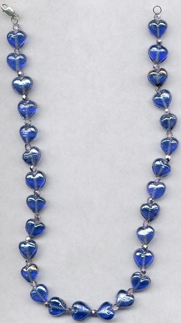 Blue Hearts With Purple Necklace