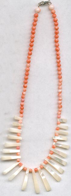 Coral & Mother Of Pearl Collar Necklace