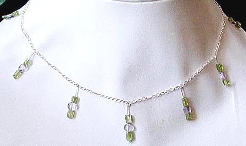 Sterling Silver Chain with Peridot and Amethyst Necklace