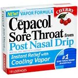 Cepacol Sore Throat Lozenges, Post Nasal Drip, Cherry Flavour - 18 Ea