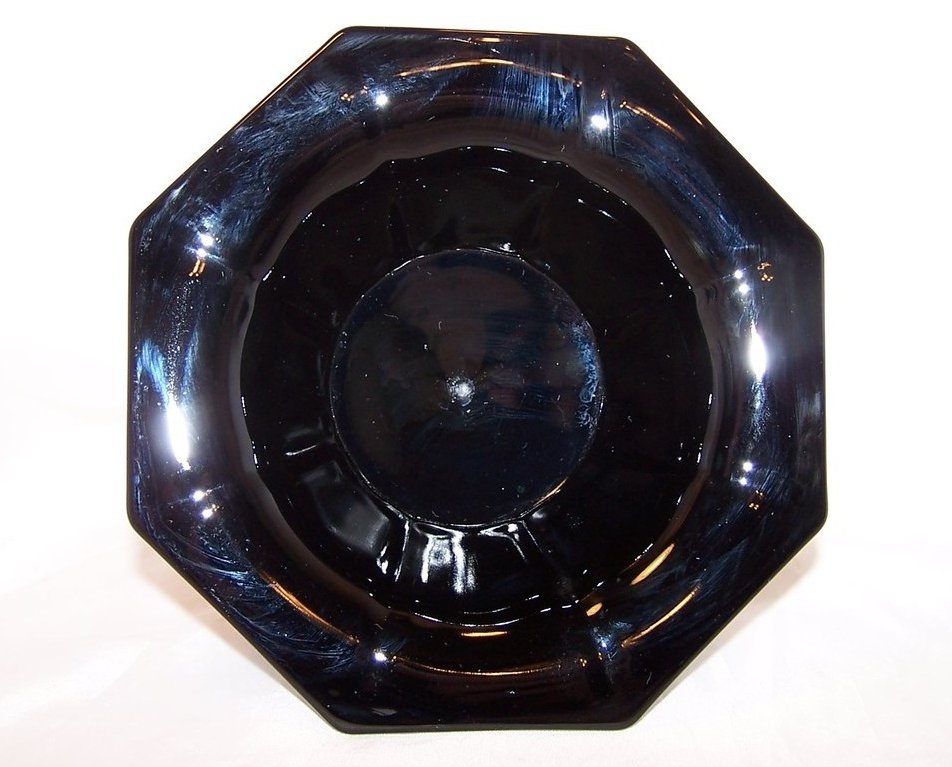 Black Amethyst Glass Compote Dish, Bowl, Vintage
