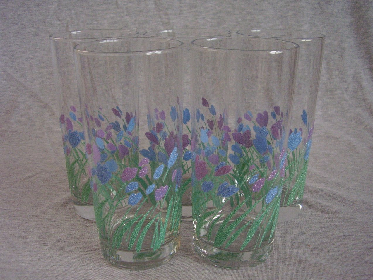 PrestoMart Spring Pink Blue Tulip Flowers Drinking Glasses Tumblers