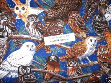 Owls Sewing Fabric by the 1/2 yard looks like Hedwig in Harry Potter movies