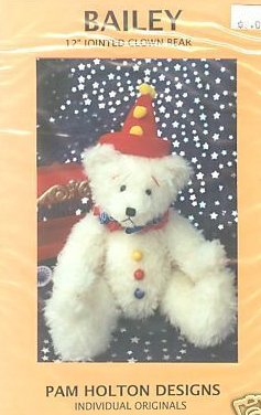 Bailey Clown bear Sewing pattern 12 inch  to sew can use Mohair 